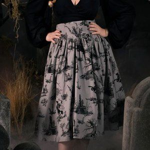 Sleepy Hollow Gothic Tales Toile Skirt in Grey 3x